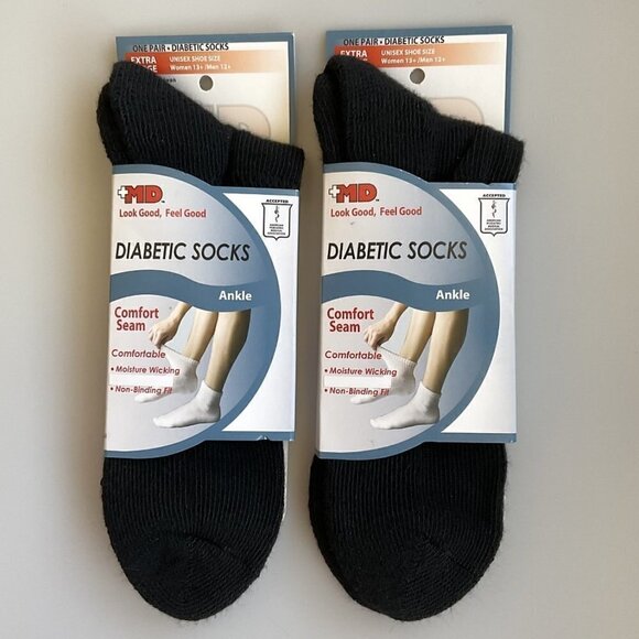 DIABETIC COMFORT SEAM SOCKS MD UNISEX 2 PACK - Picture 1 of 9